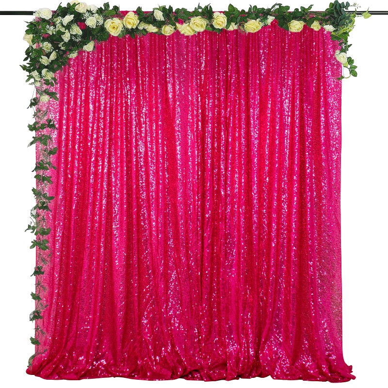 ShiDianYi 4x6ft Hot Pink Sequins Backdrop - Photo Booth Background for Parties Events, Sparkly Photography Decoration - Image 1